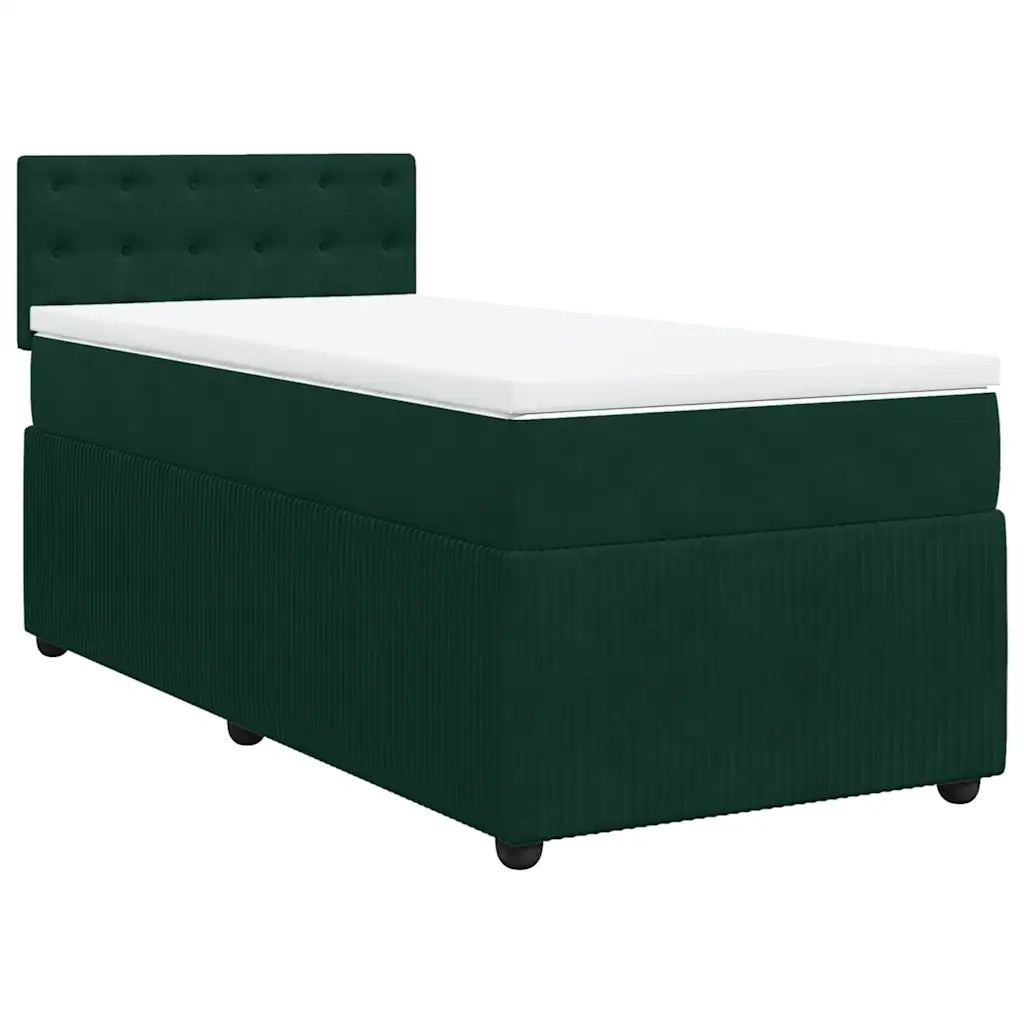 Giroletto a Molle con Materasso Verde Scuro 80x200 cm Velluto