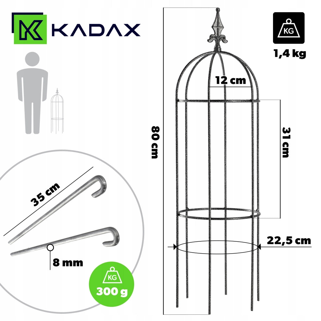 Supporto per pergola da giardino KADAX per fiori e piante, terrazzo in metallo, 80 cm