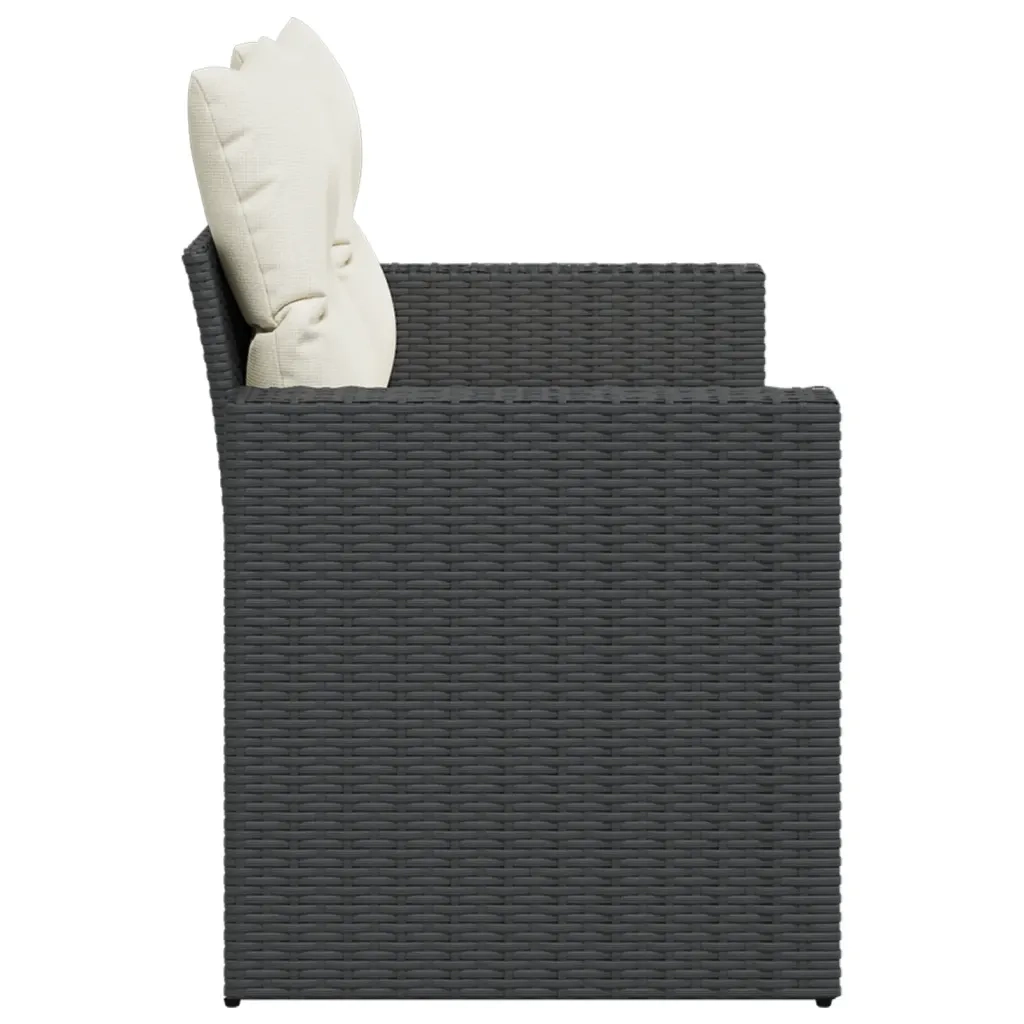 Divano da Giardino con Cuscini a 2 Posti-Sofa da giardino Nero in Polyrattan 575221