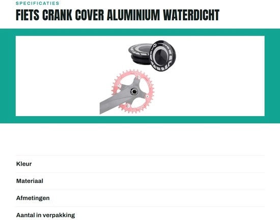 Copertura del Crank per Bicicletta - Acqua - Resistente - Alluminio - Antistatico - Solida - Alta Compatibilità - Alta Prestazione di Sigillatura - Copertura del Crank