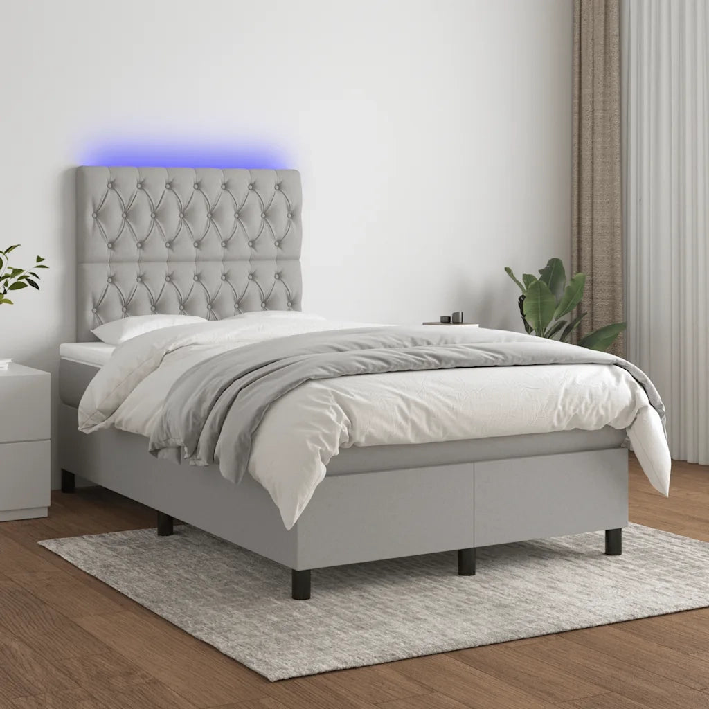 Letto a Molle Materasso e LED Grigio Chiaro 120x190 cm Tessuto 3270218