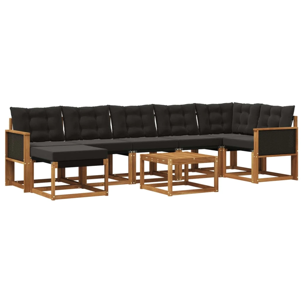 Set di divani da esterno 8 pz Naturale e Nero 3382104