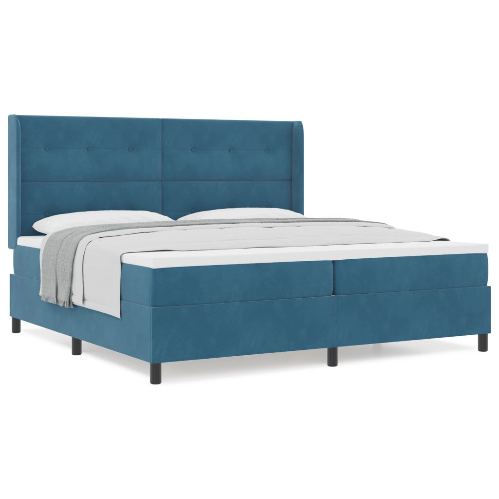 Letto Box Spring con Materasso Blu Scuro 200x200 cm Velluto