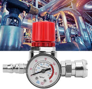 Regolatore di pressione a schiaccia bottone con manometro inclusivo - Accessorio per compressore a aria - Con connettore maschile/femminile - Per regolazione della pressione dell'aria