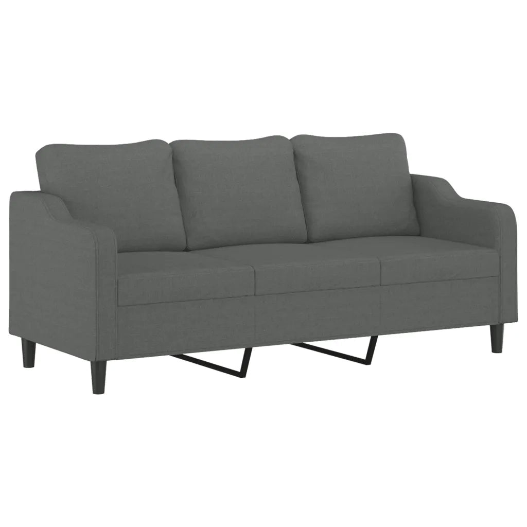 Set di Divani 4 pz con Cuscini Grigio Scuro in Tessuto