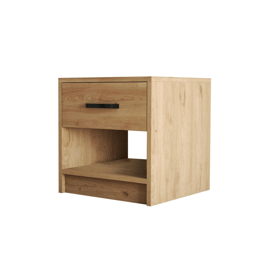 Noul, Comodino un Cassetto, 52x45x47h cm Marrone Quercia