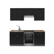Cucina componibile Fame-Line Nero rigato/Antracite 200 cm, PL Rovere Vicco