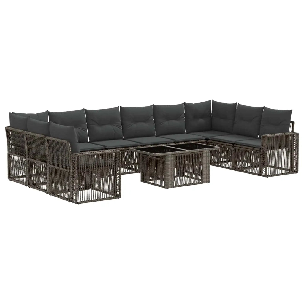 Set Divano da Giardino 11 pz Grigio e Grigio Scuro polyrattan 3436841