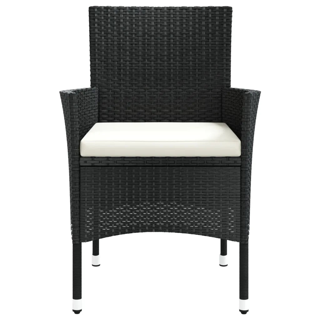 Sedie da Giardino con Cuscini 4 pz in Polyrattan Nere cod mxl 25132