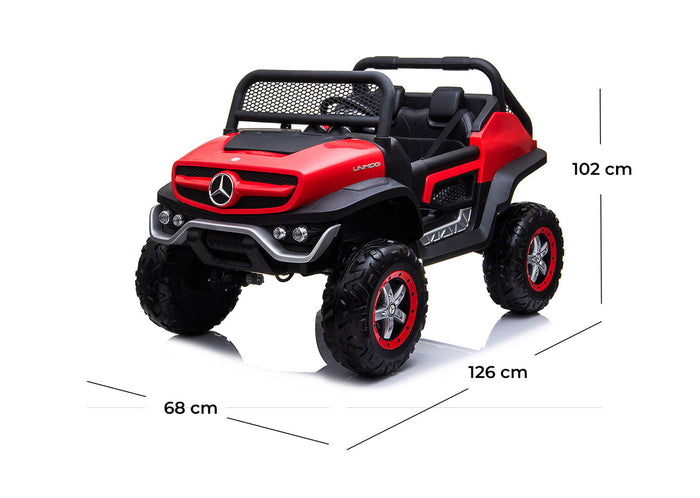 Macchina Elettrica per Bambini 12V con Licenza Mercedes Unimog Rossa