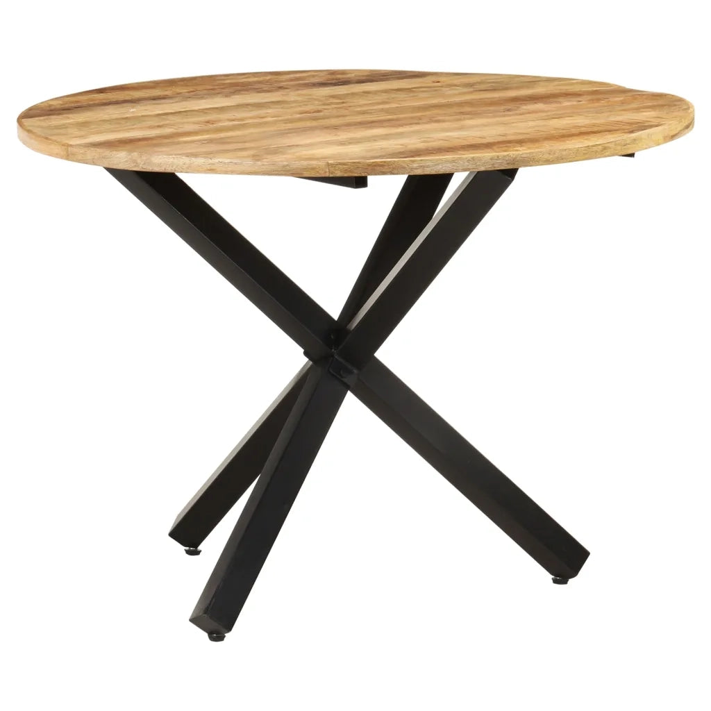 Tavolo da Pranzo Rotondo 100x100x75 cm Massello di Mango Grezzo 321681