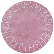 Tappeto Rosa Cotone ø 120 cm Rotondo fatto a mano con alfabeto stile Boho Soggiorno Bambini Camera dei bambini