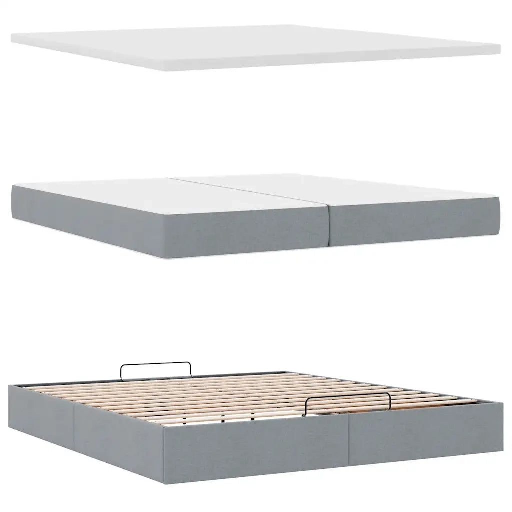 Struttura Letto Pouf con Materassi 200x200 cm in Tessuto 3311134