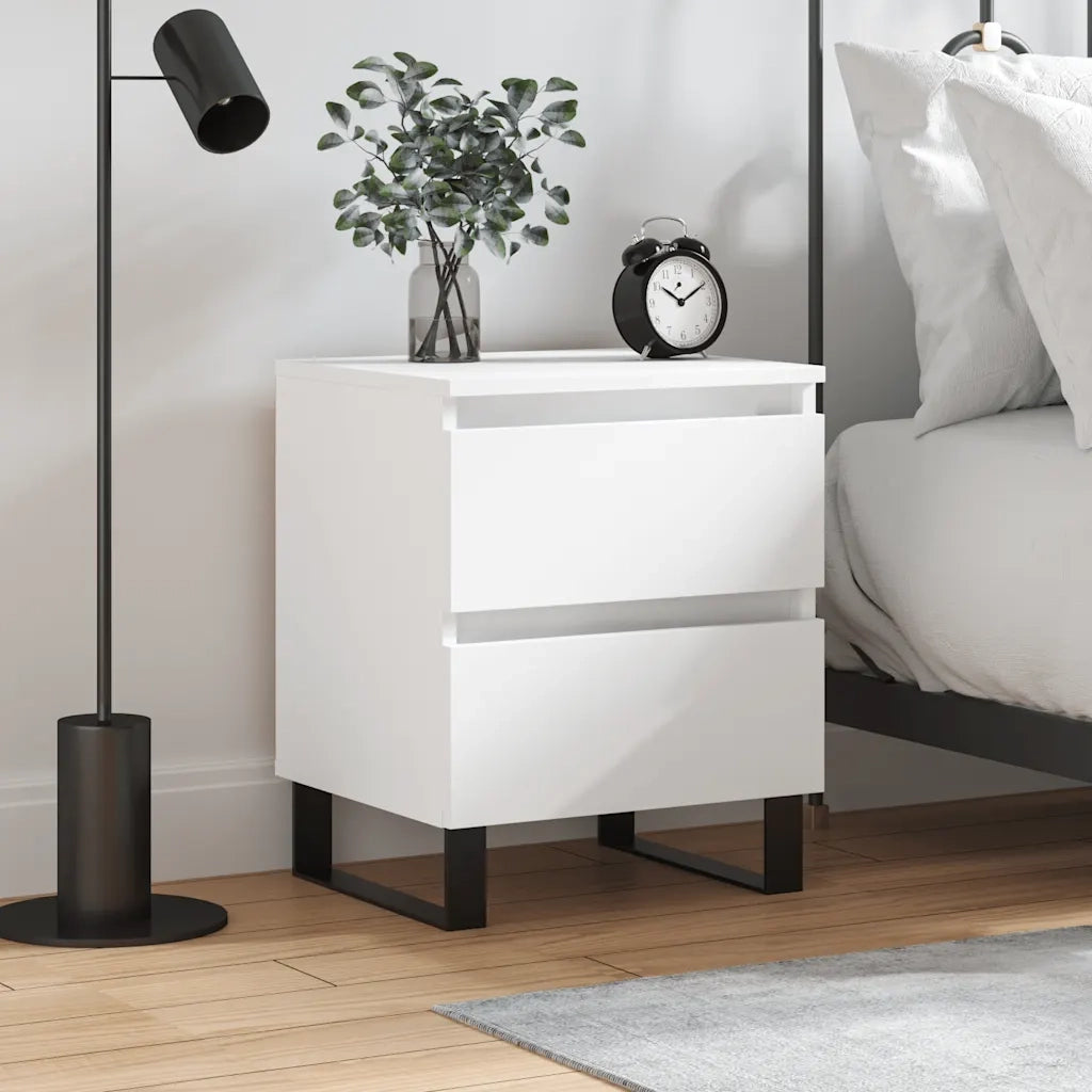 Comodino Bianco 40x35x50 cm in Legno Multistrato 826892