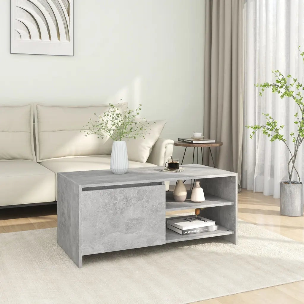 Tavolino Salotto Grigio Cemento 102x50x45 cm Legno Multistrato cod mxl 8929