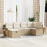 Set Divano da Giardino 6 pcs Beige e Crema polyrattan