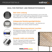 Flex 500 LED Set Pannello luminoso a LED bicolor con softbox con diffusore frontale, lampada da 50 W, 1.995 Lux/1m, luce fotografica dimmerabile, accessori fotografia