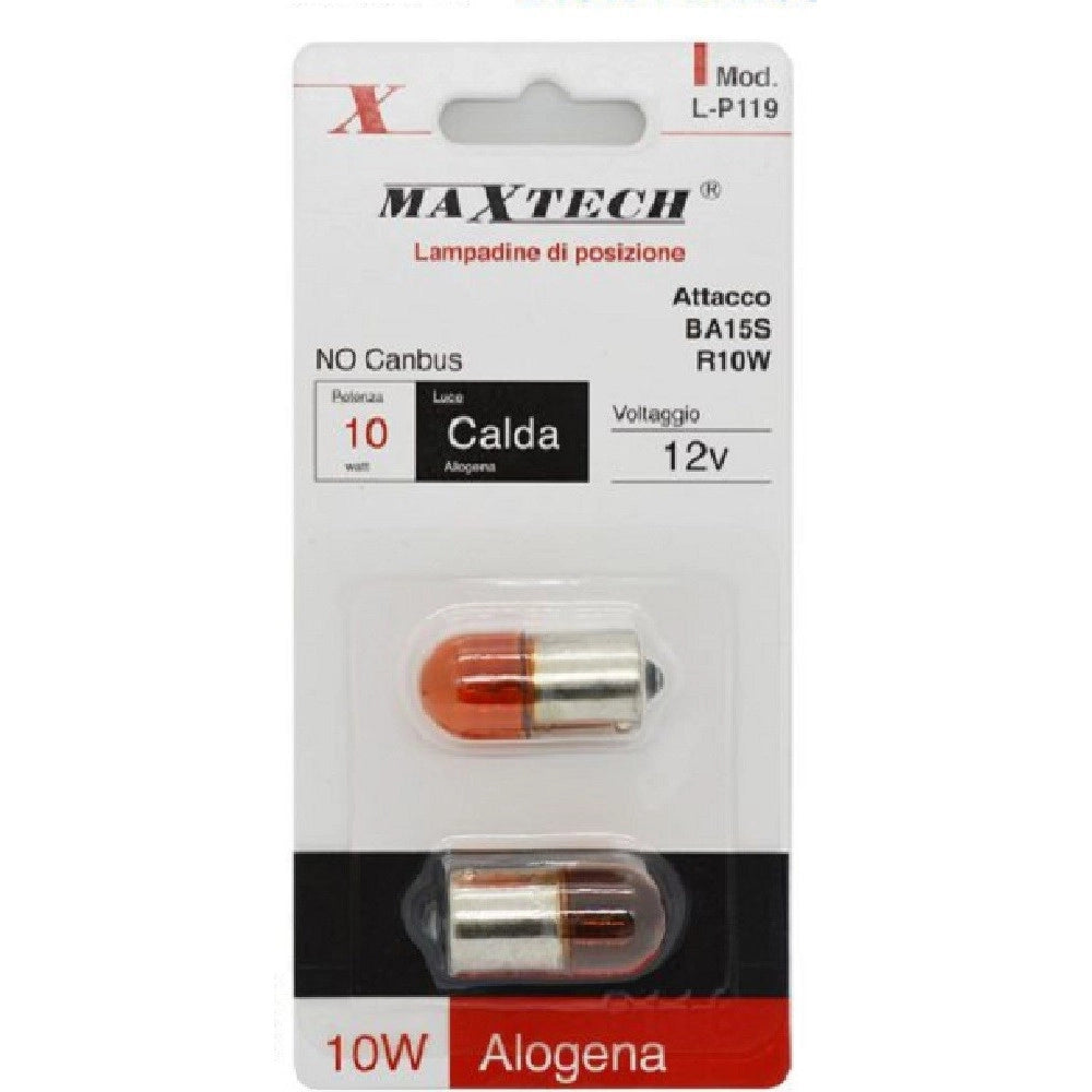 Trade Shop - Lampadine Posizione Ba15s Auto L-p119 R10w 12v Luce Calda Alogena 10w No Canbus -
