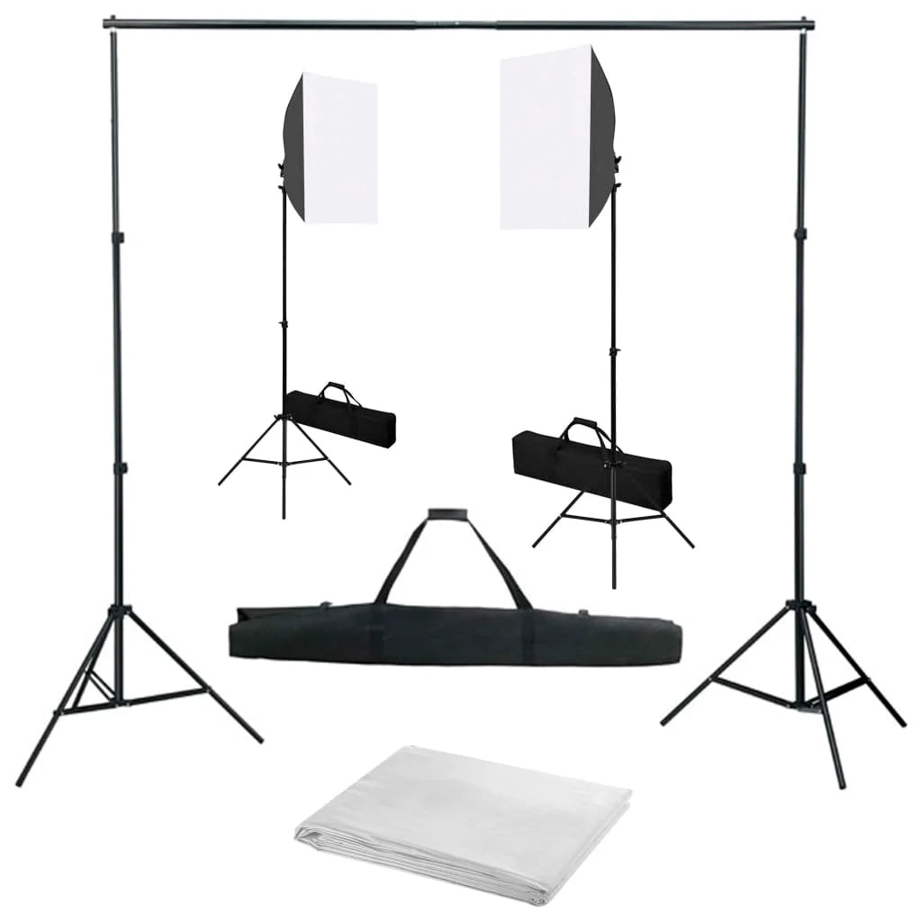 Kit professionale per studio fotografico con softbox e fondale bianco 02_0001430