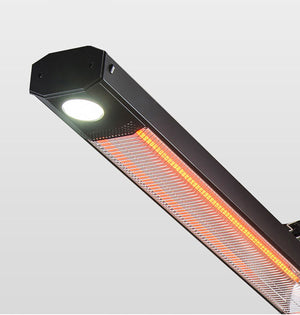 Stufa Elettrica ad infrarossi da Esterno 50x25x200 cm in Fibra di Carbonio con Luce Led Skyline Mocca Mousse