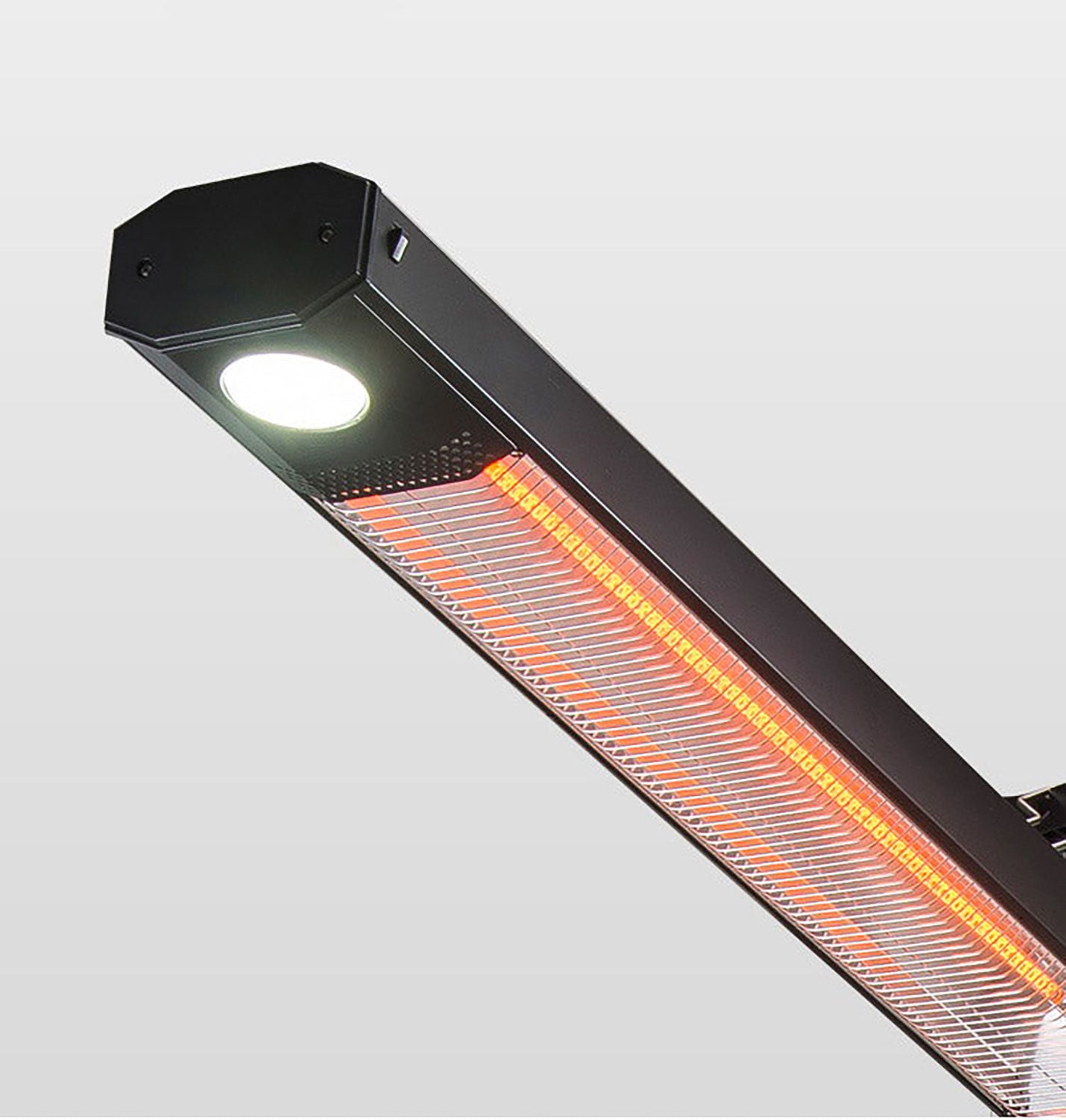 Stufa Elettrica ad infrarossi da Esterno 50x25x200 cm in Fibra di Carbonio con Luce Led Skyline Grigio Tortora