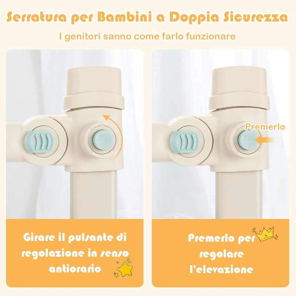 Barriera Letto per Bambini, Sponda di Sicurezza con Doppio Blocco di Sicurezza per Bambini, con Sollevamento Verticale, Lunghezza 145/174 cm, Grigio (145 cm, Stile 2)