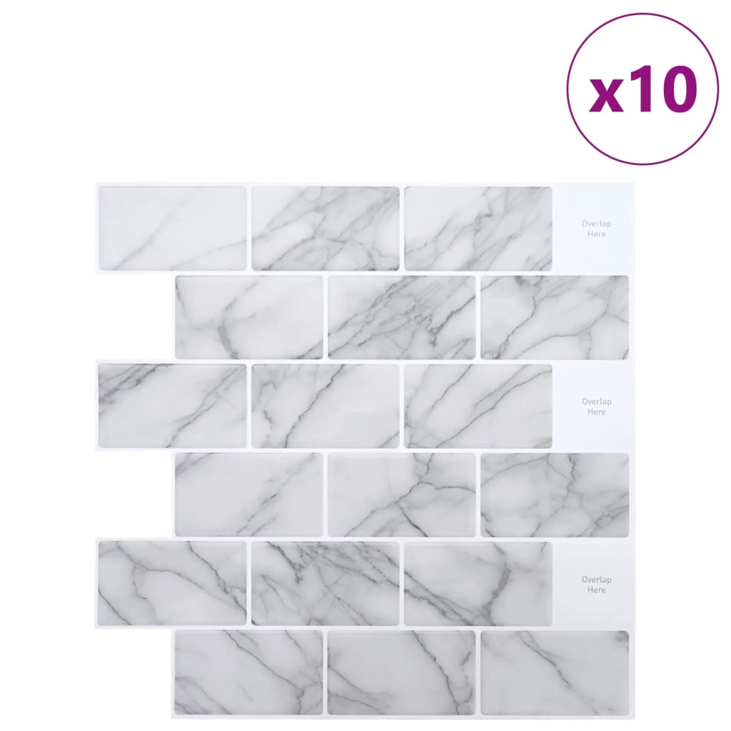 Piastrella subway 10 pz Marmo Bianco 30 x 30 cm CFW3258418