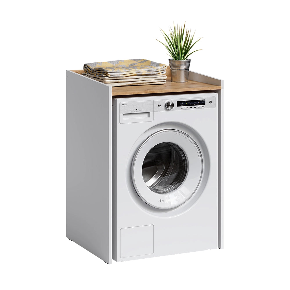 Mobile lavatrice Viktor Bianco/Rovere artigianale 67.8 x 94.6 cm con cerchio Vicco