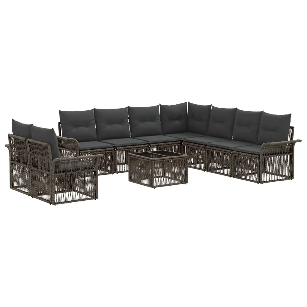Set Divano da Giardino 10 pcs Grigio polyrattan 3434873