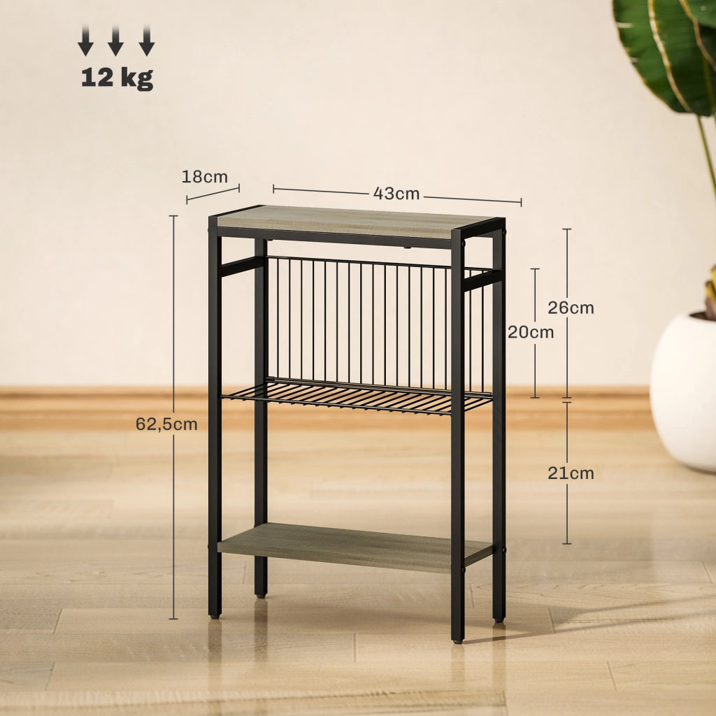 Tavolino a 3 livelli con ripiani ¨C zephmum ¨C grigio 43x18x62,5cm