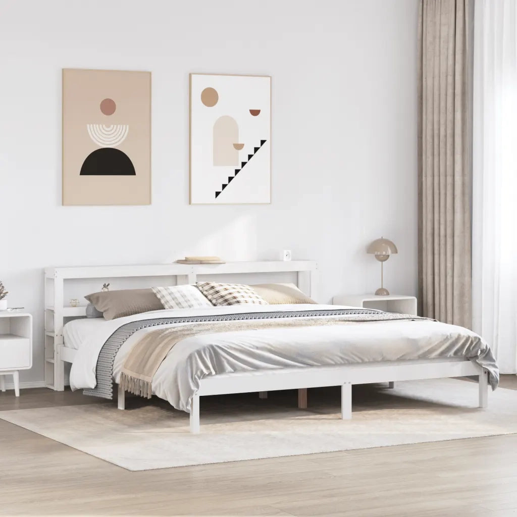 Giroletto senza Materasso Bianco 200x200 cm Legno Massello Pino 3305731