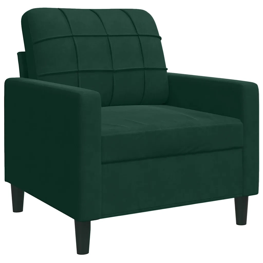 vidaXL Set di Divani 3 pz con Cuscini e Rinforzi Verde scuro Velluto