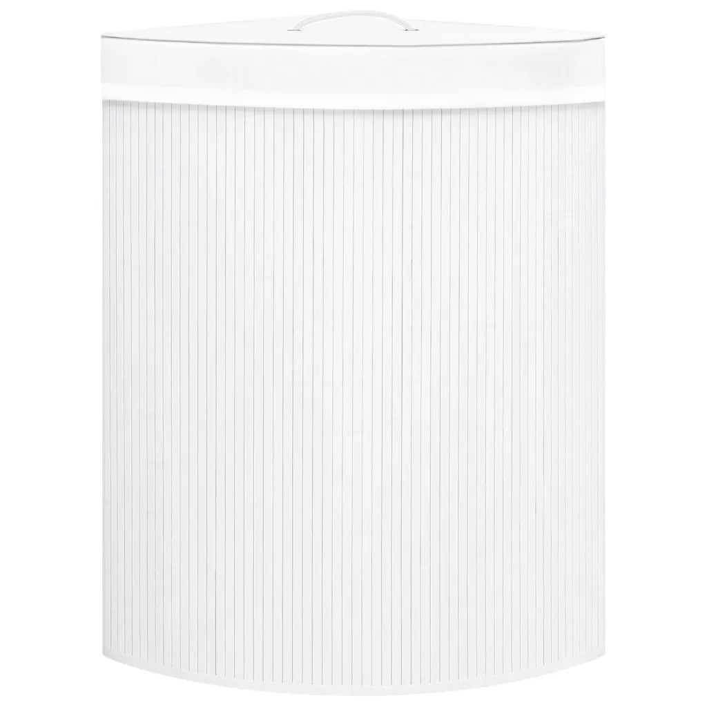 Cesto Portabiancheria Angolare in Bambù Bianco 60 L 320763