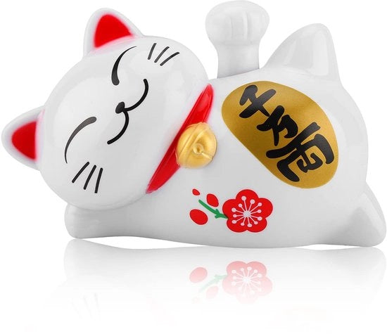 Decorazione Feng Shui con Maneki Neko che saluta - Energia Solare - 15 cm