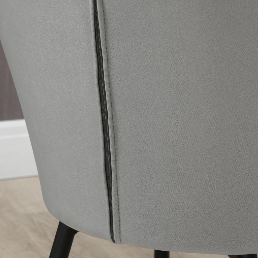 Set 2 Sedie da Pranzo Imbottite con Braccioli ¨C Zephmum ¨C Tessuto Effetto Velluto Grigio Scuro 54x57x80 cm