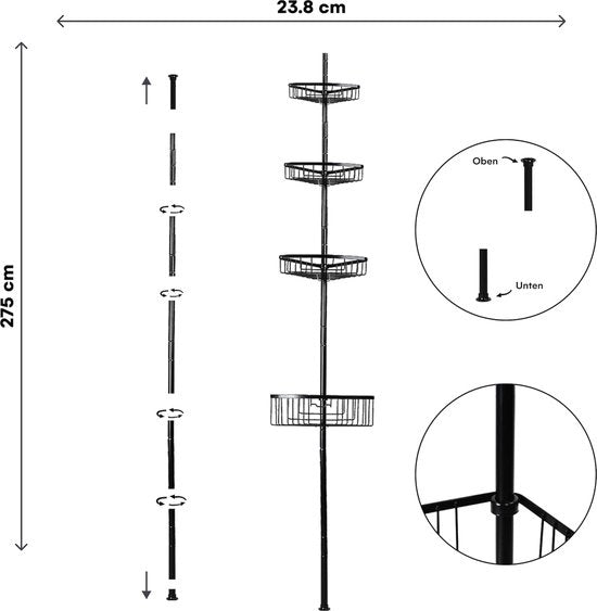 Telescopio per ripostigli in alluminio anodizzato resistente alla ruggine e alle abrasioni