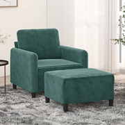Poltroncina con Poggiapiedi Verde Scuro 60 cm in Velluto 3201166