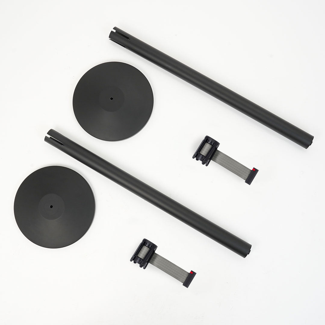 Colonnina con Nastro da 3 m in Metallo Nero nastro Grigio