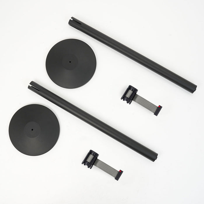 Colonnina con Nastro da 3 m in Metallo Nero nastro Grigio