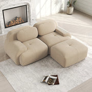 Divano angolare modulare 208x178x70 cm in tessuto a coste beige; senza montaggio
