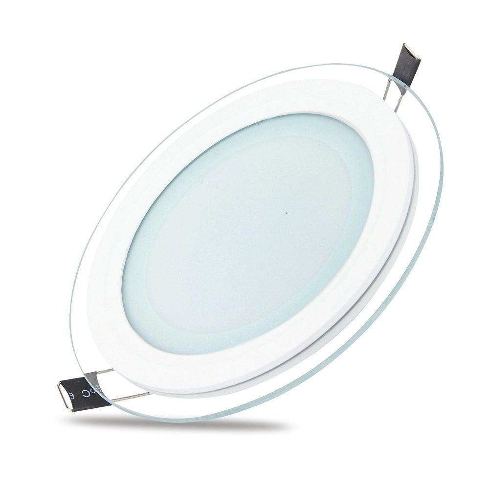 Trade Shop - Faretto Led Tondo Da Incasso Bianco In Vetro Trasparente Da 12w Luce Bianco -