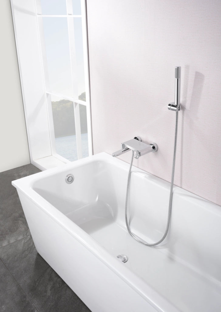 IMEX Set vasca-doccia monocomando cromato in ottone e zama con tubo flessibile acciaio 180 cm doccetta rotonda ABS cartuccia ceramica Ø35 mm modello Imex-BDC033-4 Olimpo