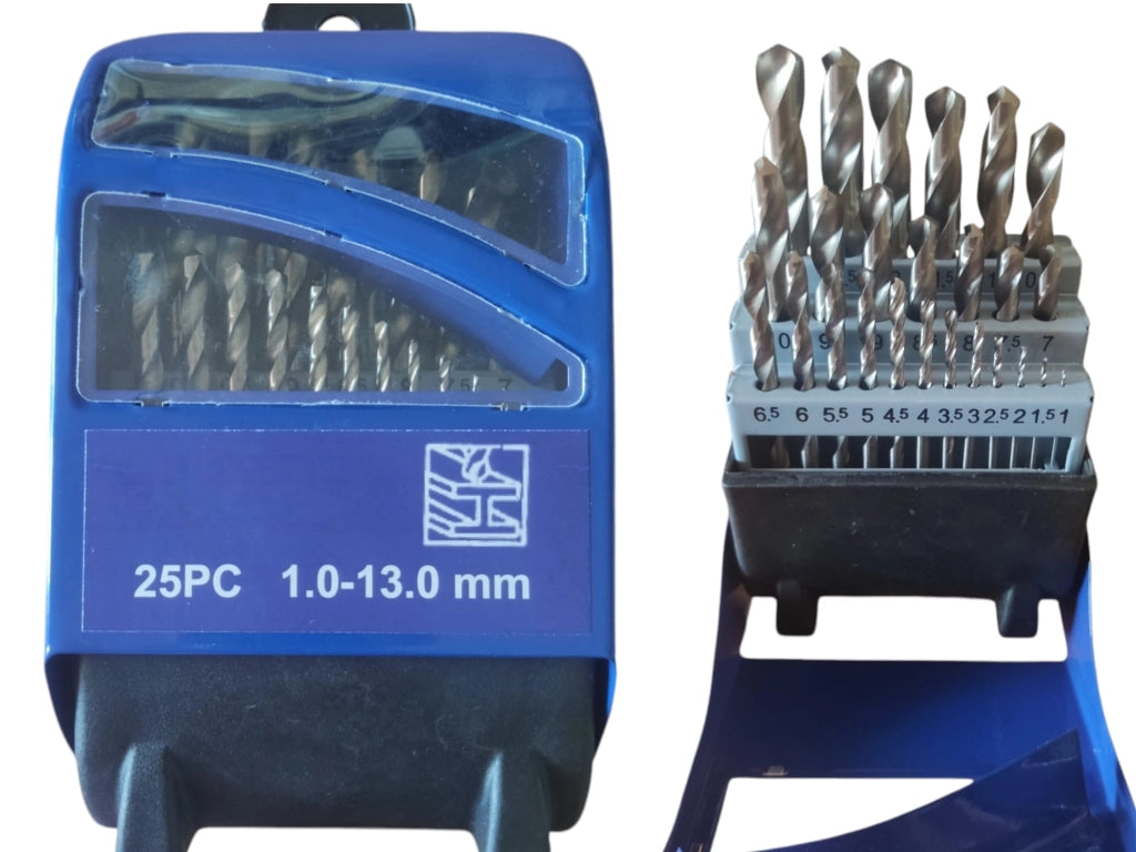 SET 25 PUNTE PER TRAPANO IN TITANIO KIT PUNTE FERRO MISURE 1 A 13 CM + CUSTODIA