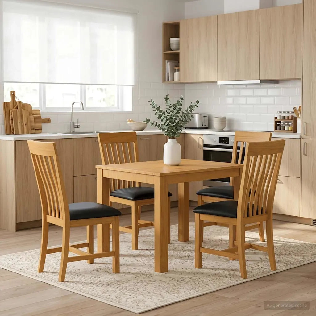 Set da pranzo 5 pz Nero Legno di Quercia Massello 3430340