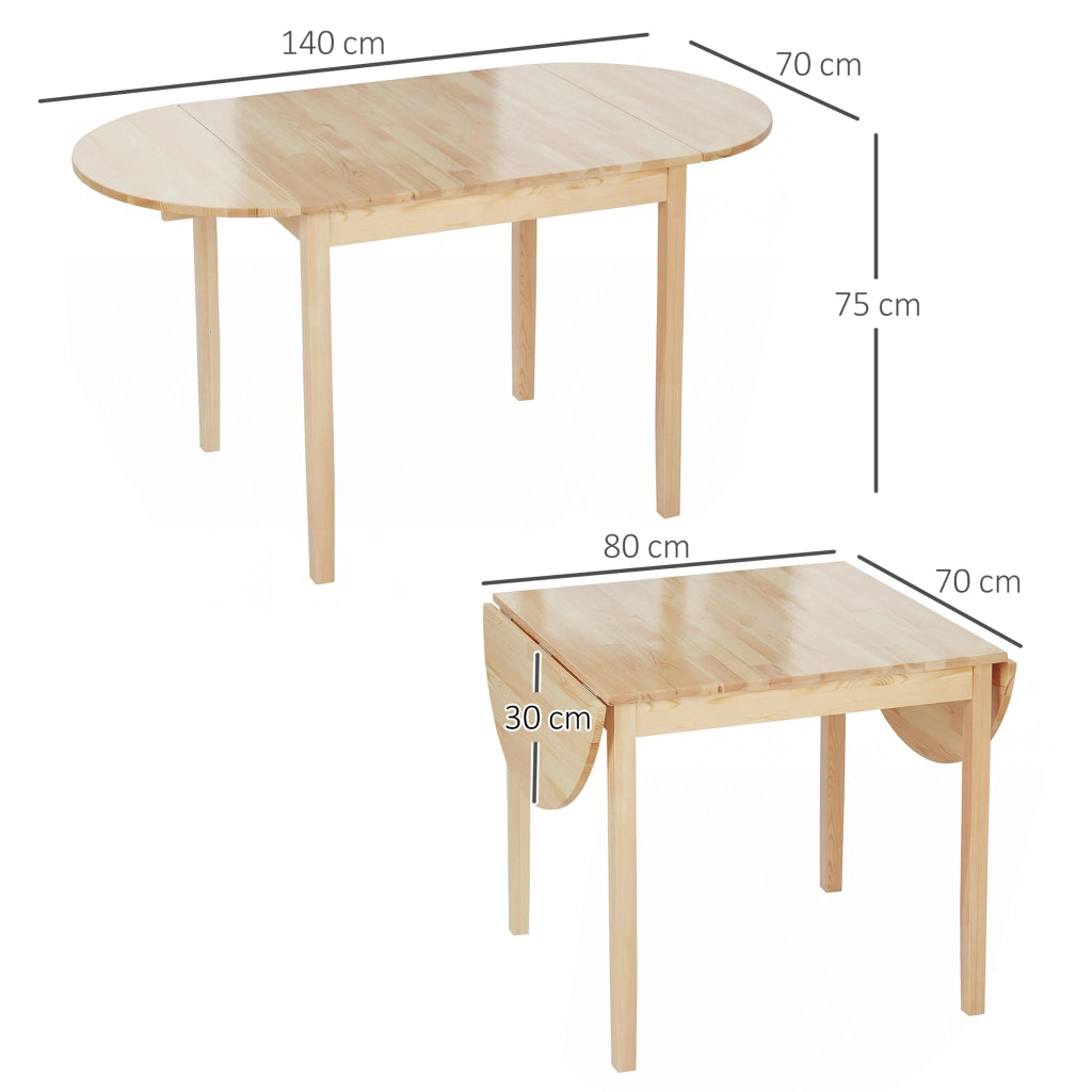 Tavolo da pranzo allungabile pieghevole ¨C zephmum ¨C legno 140x70x75 cm