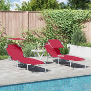 Lettino da sole 2 pcs Rosso 58 x 188 x 77cm Poliestere 42003061