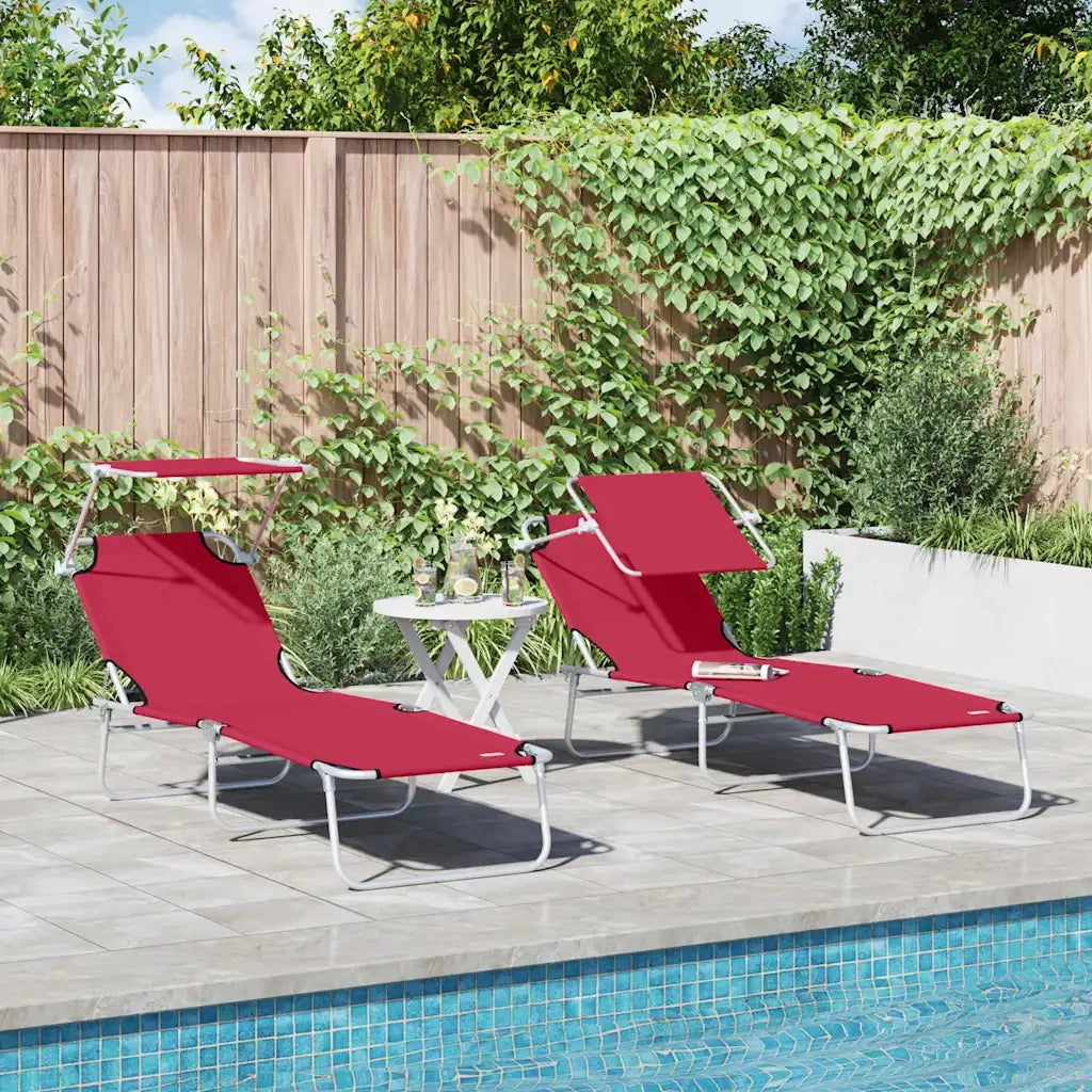Lettino da sole 2 pcs Rosso 58 x 188 x 77cm Poliestere 42003061