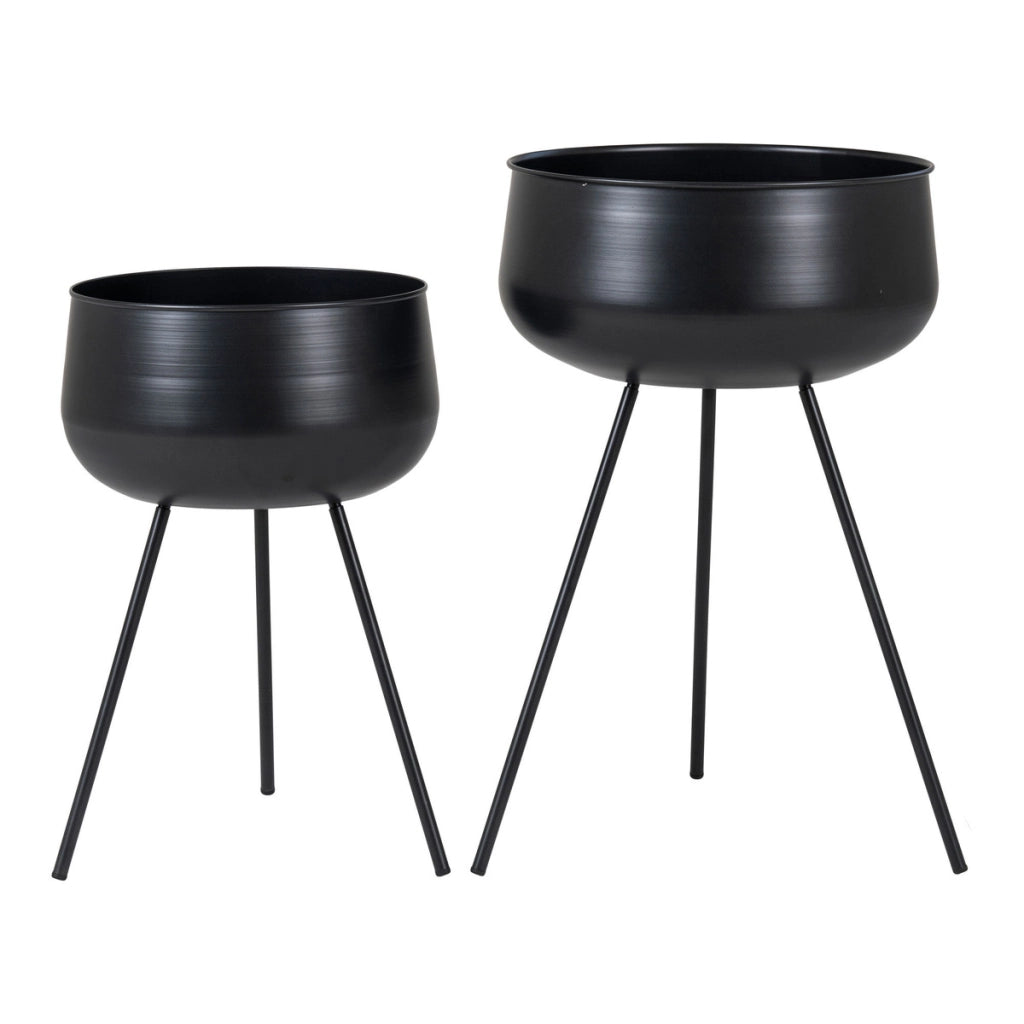 Set di 2 Vasi per Piante Ardola, Nero, Metallo, 28x28x46 cm