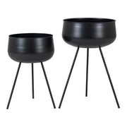 Set di 2 Vasi per Piante Ardola, Nero, Metallo, 28x28x46 cm