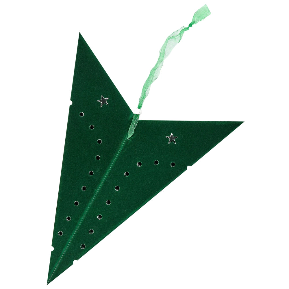 Set di 2 stelle LED in carta di colore verde smeraldo 60 cm velluto decorazione di Natale